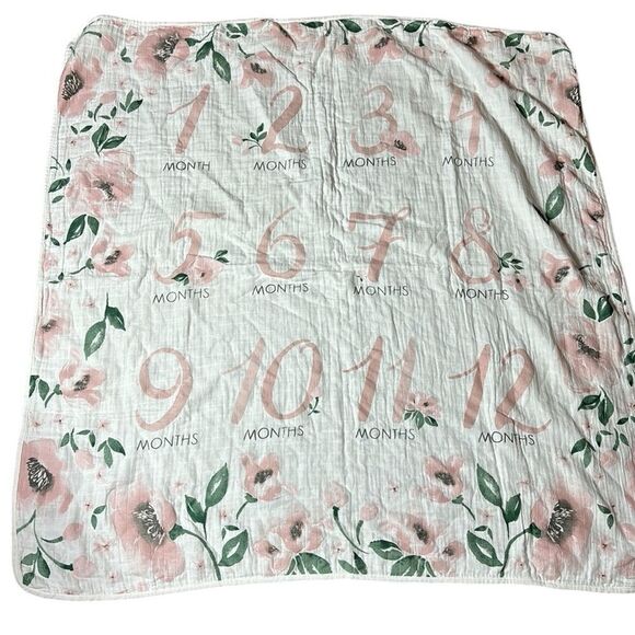 Pottery Barn Kids Other - Pottery barn kids baby month tracker blanket floral gauzy 100% organic cotton